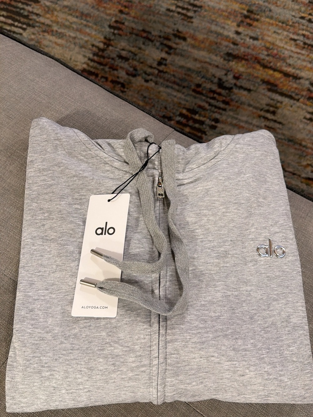 ALO Yoga Light Gray Zip Hoodie